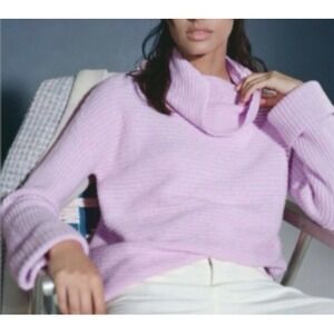 Pilcro Anthropologie Ribbed Cowl Neck Oversized Sweater Pink Lilac Womens XS